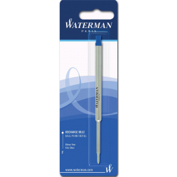 Waterman recharge pour stylo bille, pointe fine, bleu, sous blister