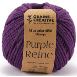 Graine Créative Corde en macramé, ft 2,5 mm x 80 m, violet