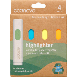 Econovo surligneur, blister de 4 pièces, couleurs assorties