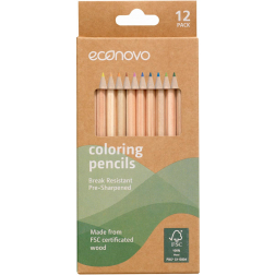 Econovo crayon de couleur, étui de 12 pièces, sous blister