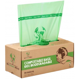 Mr. Green Mind sac à ordures Bio, 6 litres, vert, boite de 150 pièces