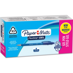 Paper Mate stylo bille Flexgrip Gel, boîte de 12 pièces, bleu