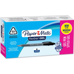 Paper Mate stylo bille Flexgrip Gel, boîte de 12 pièces, noir