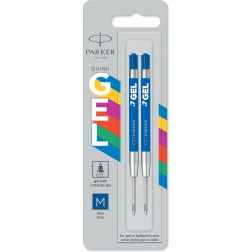 Parker recharge à encre gel pour stylo bille moyenne, 0,7 mm, bleu, blister de 2 pièces