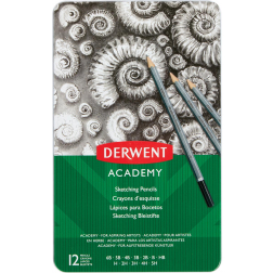 Derwent crayon graphite Academy, boîte métallique de 12 pièces: 6B-5B-4B-3B-2B-B-HB-H-2H-3H-4H-5H