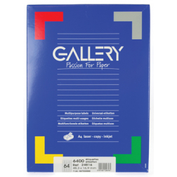 Gallery étiquettes blanches ft 48,3 x 16,9 mm (l x h), coins arrondis, 64 par feuille