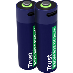 Trust piles rechargeables USB-C AA, blister 2 pièces