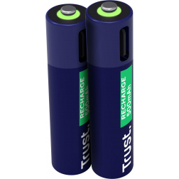 Trust piles rechargeables USB-C AAA, blister 2 pièces