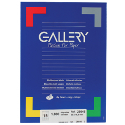 Gallery étiquettes blanches ft 66 x 46,6 mm (l x h), coins arrondis, 18 par feuille