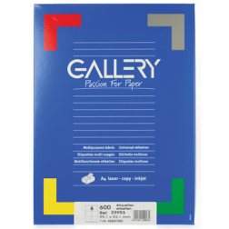 Gallery étiquettes blanches ft 99,1 x 93,1 mm (l x h), coins arrondis, 6 par feuille