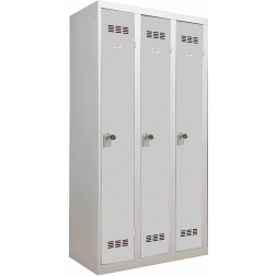 Vestiaire industrie propre, 3 portes, ft 180 x 90 cm, gris