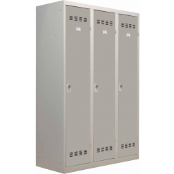 Vestiaire industrie salissante, 3 portes, ft 180 x 120 cm, gris