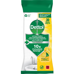 Dettol lingettes nettoyantes antibactérien, citron, paquet de 30 pièces