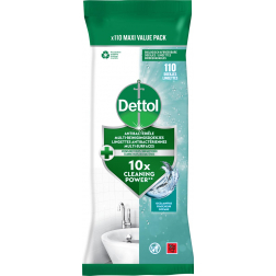 Dettol lingettes nettoyantes antibactérien, fraîcheur océane, paquet de 110 pièces