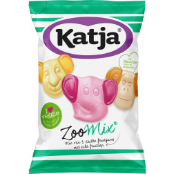 Katja Zoo Mix bonbons, mélange de 3 gommes molles aux fruits avec du vrai jus de fruits, sachet de 255 g