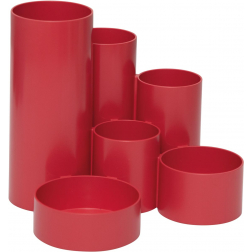MAULtubo organisateur de bureau, 6 compartiments, Ø 15 x 12,5 cm, 85 % en PS recyclée, rouge