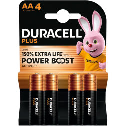 Duracell piles Plus 100%, AA, blister 4 pièces