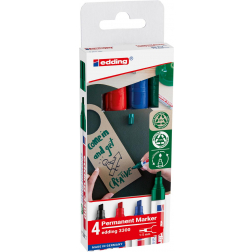 Edding marqueur permanent E-3300, couleurs assorties, blister de 4 pièces