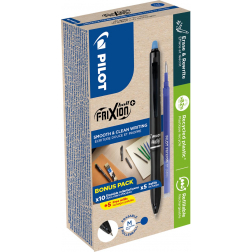Pilot FriXion Ball Plus roller, moyen, bleu, boîte de 10 pièces + 10 recharges
