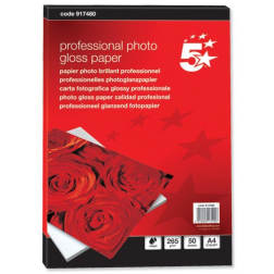 5 Star papier photo brillant professionnel ft A4, 265 g, paquet de 50 feuilles