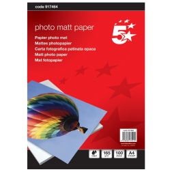 5 Star papier photo mat ft A4, 165 g, paquet de 100 feuilles