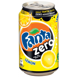 Fanta Zero Lemon boisson rafraîchissante, canette de 33 cl, paquet de 24 pièces