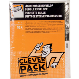 Cleverpack enveloppes à bulles d'air, ft 270 x 360 mm, avec bande adhésive, blanc, paquet de 10 pièces