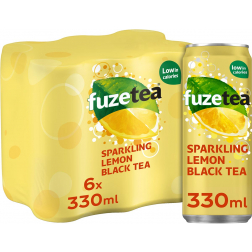 Fuze Tea boisson rafraîchissant, pétillant, canette sleek de 33 cl, paquet de 24 pièces, thé noir