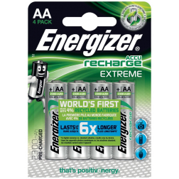Energizer piles rechargeables Extreme AA, blister de 4 pièces
