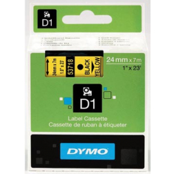 Dymo D1 ruban permanente polyester 24 mm, noir sur jaune