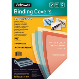 Fellowes couvertures, ft A4, PVC, 150 micron, paquet de 100 pièces, transparent