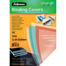 Fellowes couvertures, ft A4, PVC, 240micron, paquet de 100 pièces, transparent