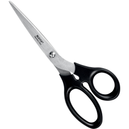Leitz ciseaux, ft 20 cm, droite en gauche, bouts pointus, inox, noir, blister de 1 pièce