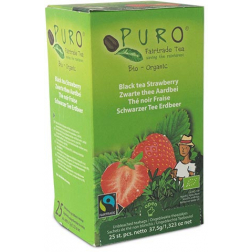 Puro Bio thé Fraise, thé noir, du commerce équitable, paquet de 25 sachets