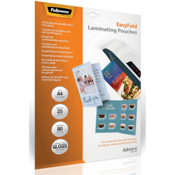Fellowes pochette à plastifier Admire Easyfold ft A4, 160 microns (2 x 80 microns), paquet de 25 pièces