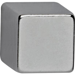 MAUL Aimant néodyme, forme Cube, 10 x 10 x 10 mm, résistance 3,8 kg, argent, blister de 4 pièces