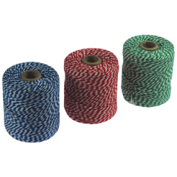 Ficelle de coton, bobine de 100 g, environs 100 m, couleurs assorties, paquet de 5 pièces