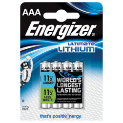 Energizer piles Lithium AAA, blister de 4 pièces