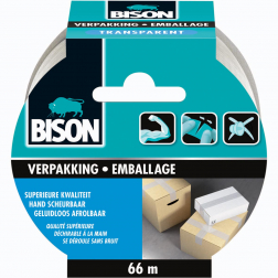 Bison ruban d'emballage, ft 50 mm x 66 m, transparent