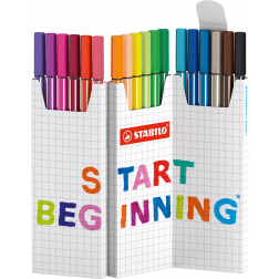 STABILO Pen 68 feutre, couleurs assorties, deskset de 18 pièces