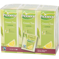 Pickwick thé, thé vert au citron, du commerce équitable, paquet de 25 sachets