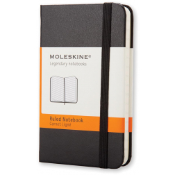 Moleskine carnet de notes, ft 9 x 14 cm, ligné, couverture solide, 192 pages, noir