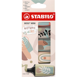 STABILO BOSS MINI naturevibes surligneur, couleurs assorties, blister de 5 pièces