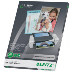 Leitz étuis à plastifier Ilam ft A4, 2 x 80 microns, (160 microns), paquet 100 pièces