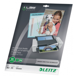 Leitz étuis à plastifier Ilam ft A4, 2 x 80 microns, (160 microns), paquet de 25 pièces