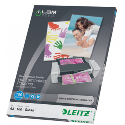 Leitz étuis à plastifier Ilam ft A3, 2 x 100 microns, (200 microns), paquet de 100 pièces