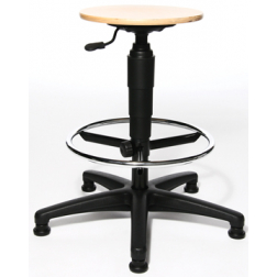 Topstar tabouret Tec 60, avec anneau repose-pieds chromé, avec patins, en bois