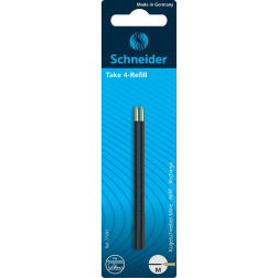 Schneider recharge stylo bille Take 4, noir, étui de 2 pièces