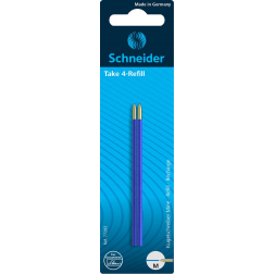 Schneider recharge stylo bille Take 4, bleu, étui de 2 pièces