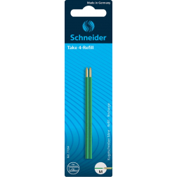 Schneider recharge stylo bille Take 4, vert, étui de 2 pièces